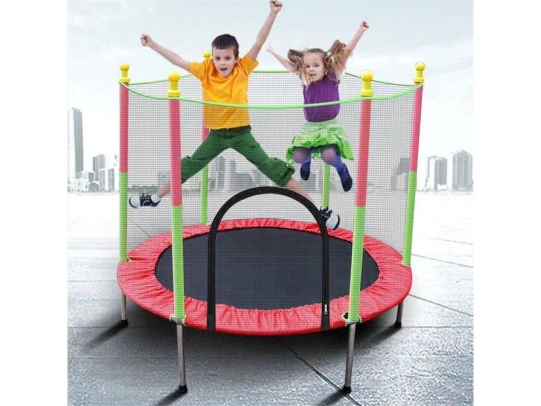 Kids Trampoline with Enclosure Net and Spring Cover Padding for Outdoor Summer Fun