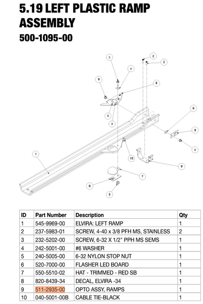 Elvira Opto Assembly Part 511-2935-00 by Stern Pinball - LittleWonders