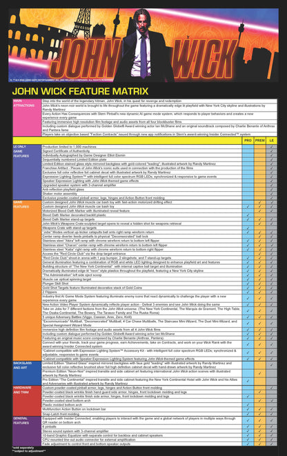 John Wick Pro Pinball By Stern - LittleWonders
