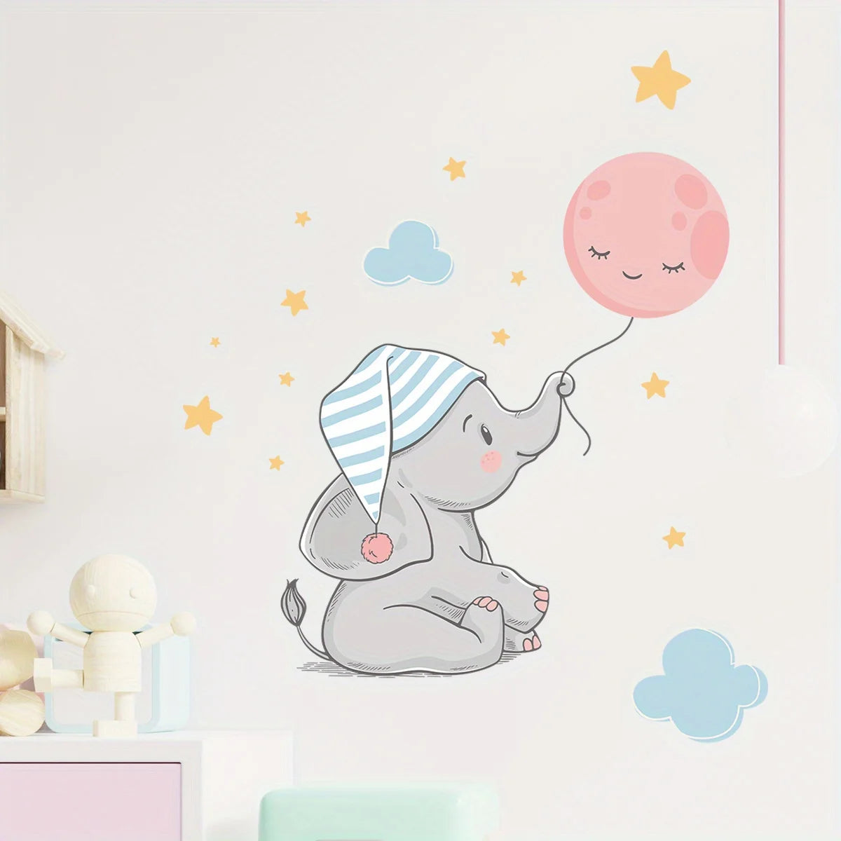 GlowElephant™ Schattige Olifant Ballon Ster Muurstickers - LittleWonders