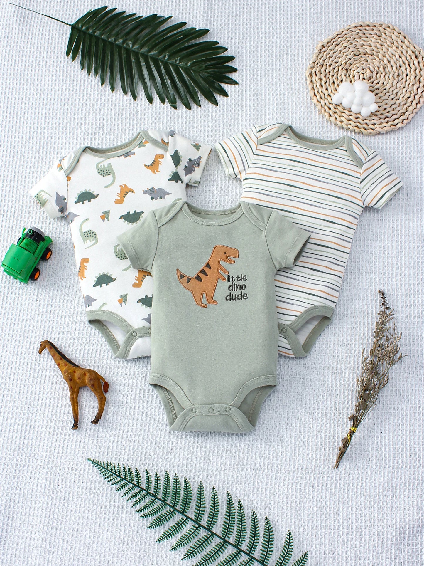 DinoBaby™ – 3- Pack Rompers - LittleWonders