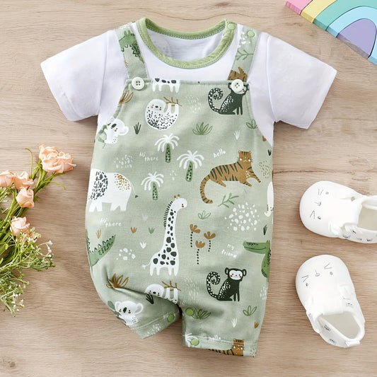 ZooCutie™ – Schattige Baby Romper met Dierenprint