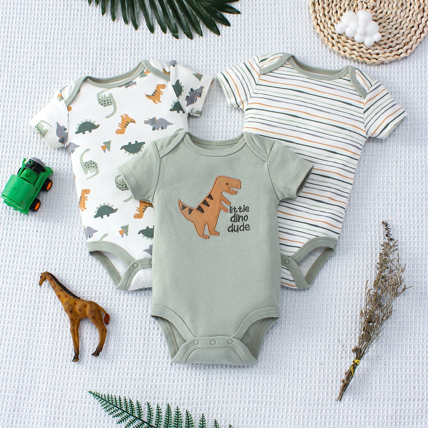 DinoBaby™ – 3- Pack Rompers - LittleWonders
