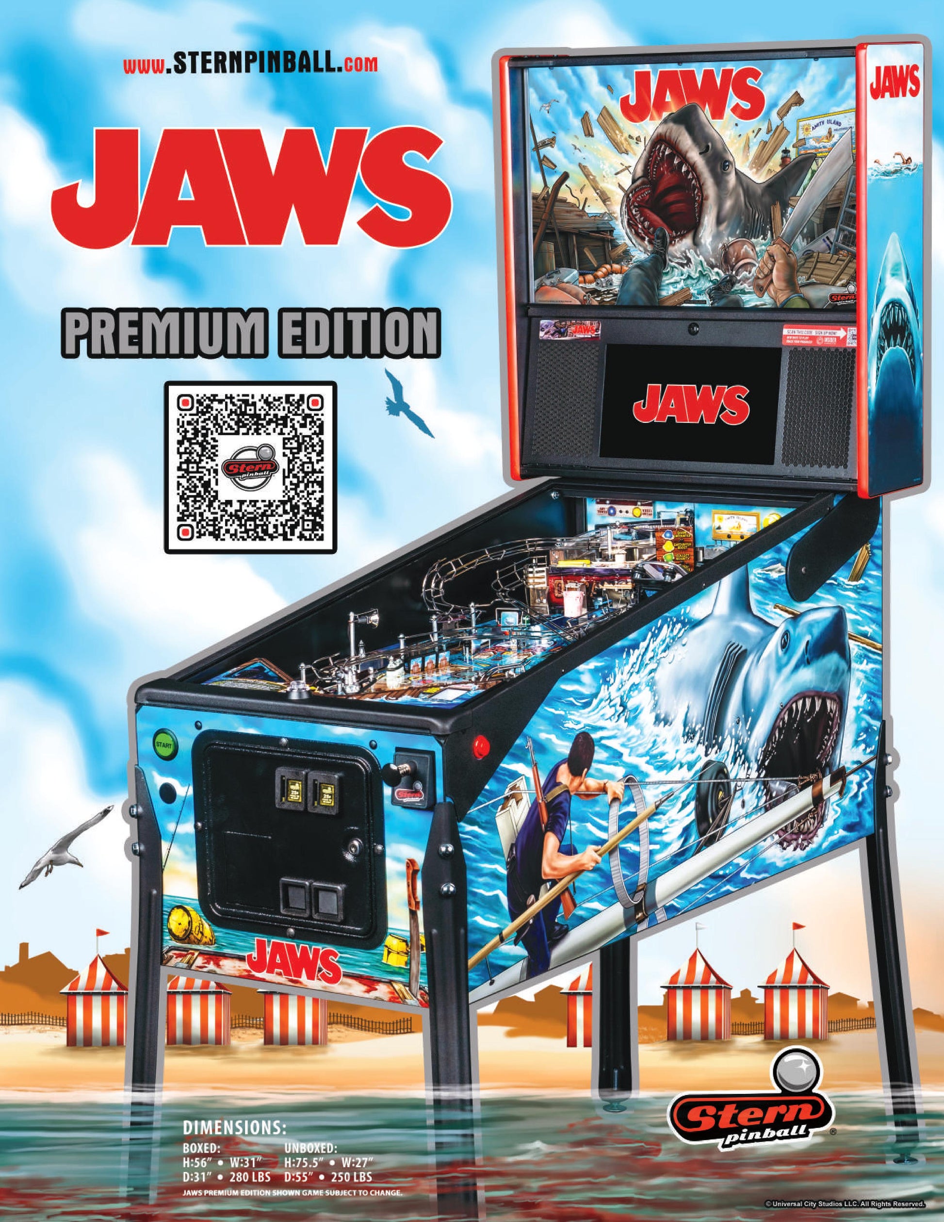 Jaws Premium Pinball By Stern - LittleWonders