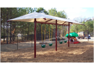 Single Post Swing Frame 3-Bay w/Shade | RSW46516G