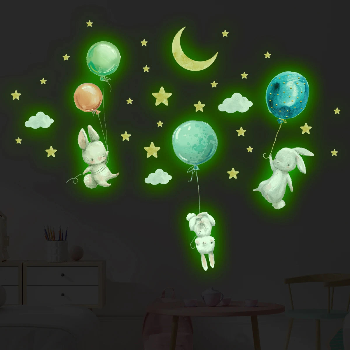 GlowElephant™ Schattige Olifant Ballon Ster Muurstickers - LittleWonders