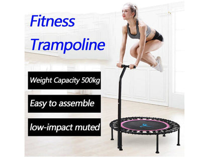 Silent Mini 40" Fitness trampoline with Adjustable Handle length For indoor Workout