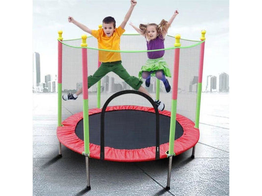 Kids Trampoline with Enclosure Net and Spring Cover Padding for Outdoor Summer Fun